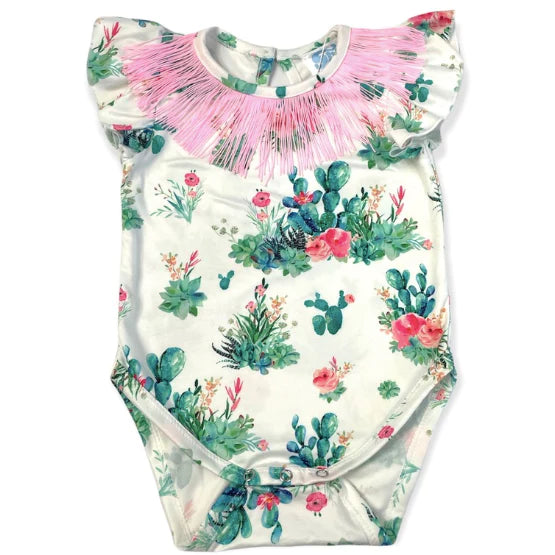 Shea Baby - Baby/Toddler Girls Cactus w/Pink Fringe Top-Onsie & Shirt