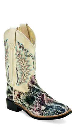 Old West Kids Multi Colored Snake Print Boots