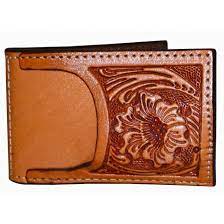 Double J Saddlery Natural Tooled Pocket Money Clip MC03A