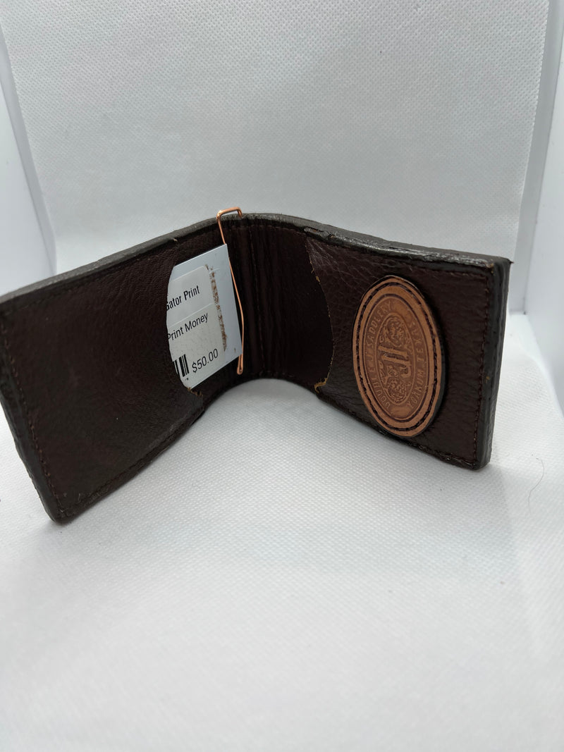 Double J Men's Butternut Gator Print Money Clip