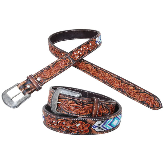 Circle Y Men's Blue Diamond Beaded Belt