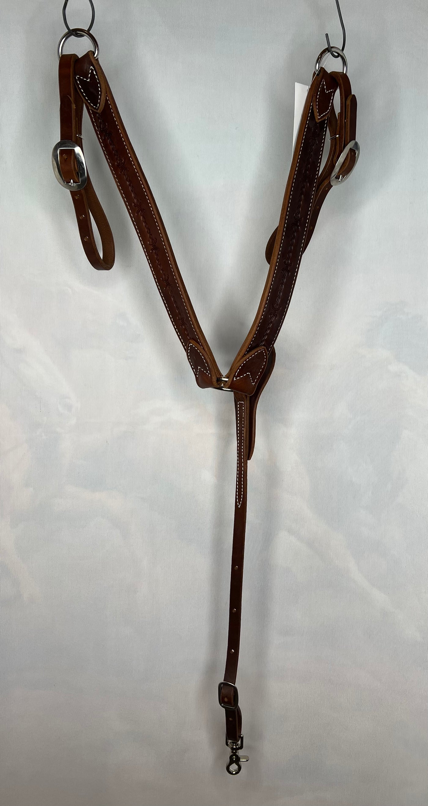 R Bar B-WH  breast collar, harness leather, assorted tooling