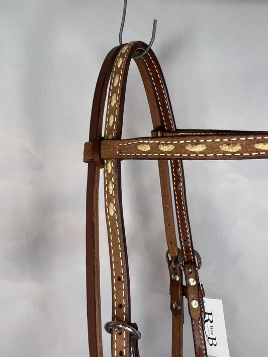 Chocolate Leather w/Tan Buckstitch Browband Headstall