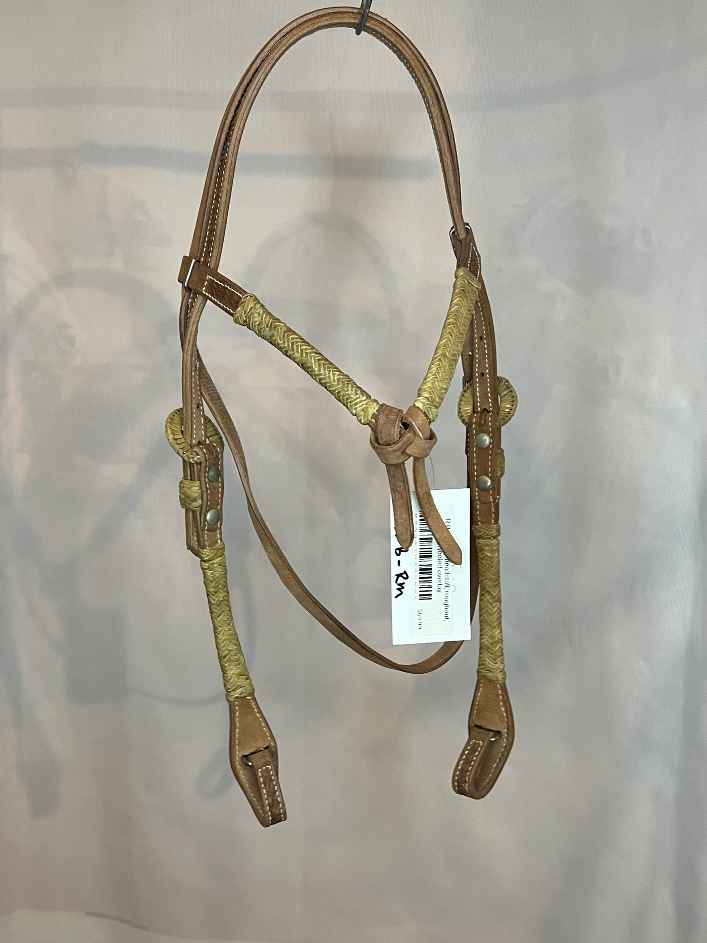 R Bar B-RM  headstall, roughout, tooled overlay