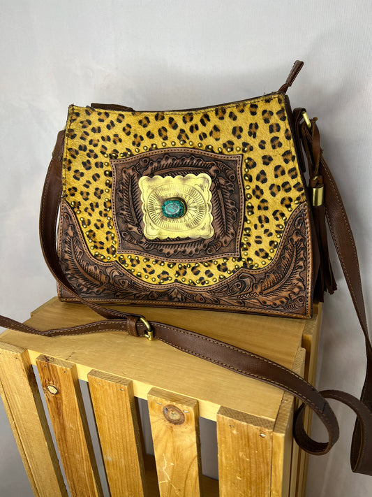 American Darling Cheetah Purse w/Turquoise Stone