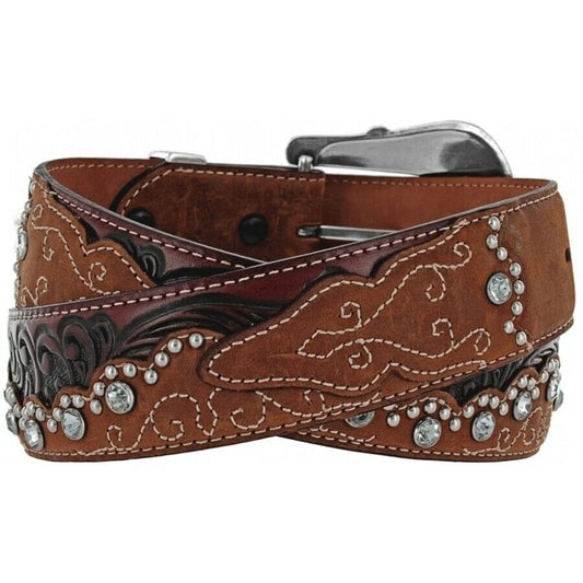 Tony Lama Women's Kaitlyn Crystal Leather Western Belt