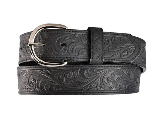 Justin Men's Black Western Scroll Belt