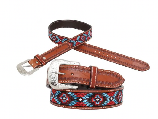 Circle Y Red Aztec Beaded Belt