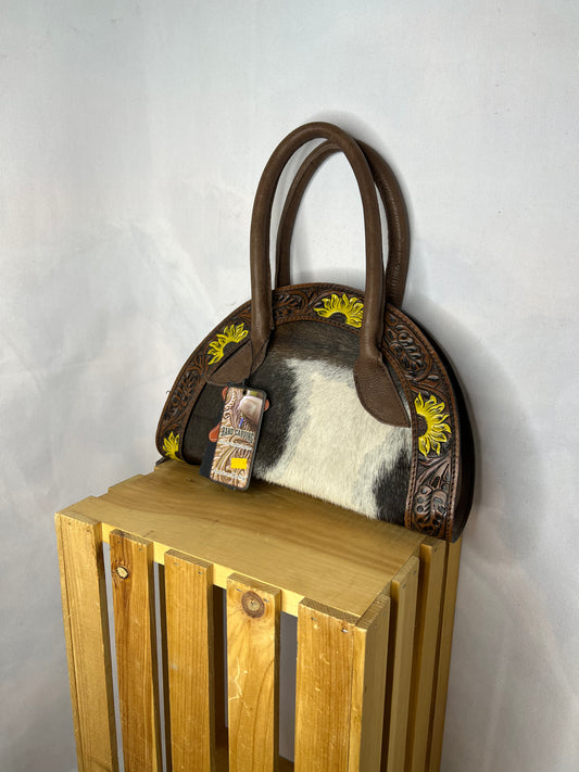 American Darling Taco Hand Tooled Hair-On Leather Purse