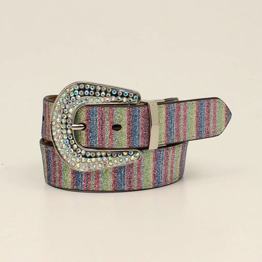 Angel Ranch Girl's 1-1/4" Reversible Cactus/Stripe Belt