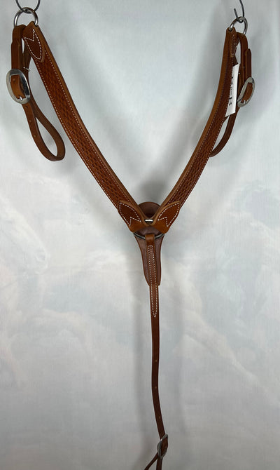 R Bar B-WH  breast collar, harness leather, assorted tooling