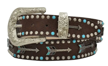 Angel Ranch Women's Brown Leather Belt with Arrows