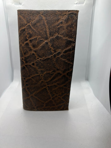 Double J Men's Vintage Peat Elephant Print Checkbook Wallet