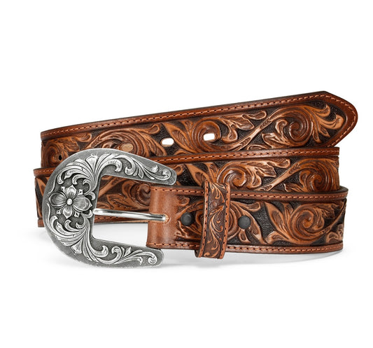 Tony Lama Women's Hand Tooled De Leon Leather Belt