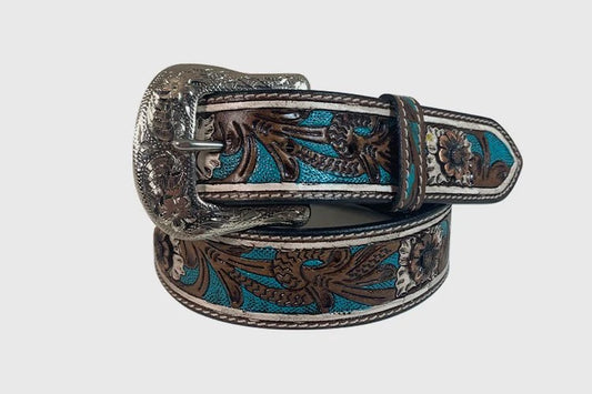 Roper Women's Brown Belt w/Painted Floral Tooling