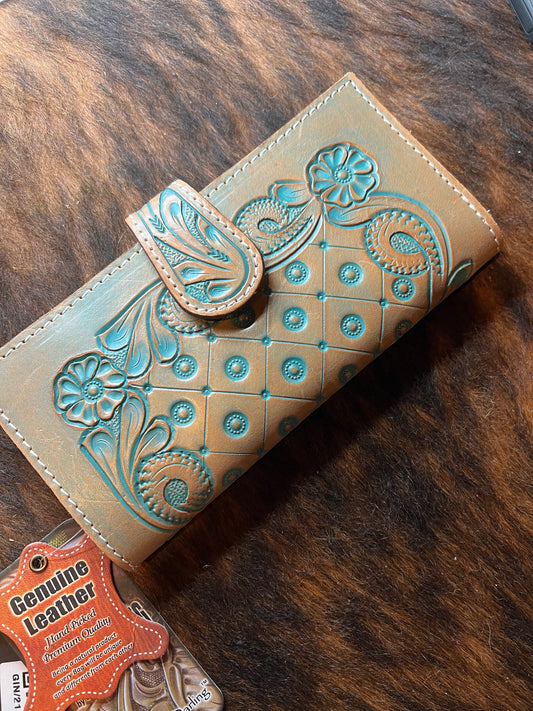 American Darling Turquoise Wash Leather Wallet