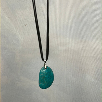 West & Co. Double Leather Strand Necklace w/Turquoise Stone Pendant