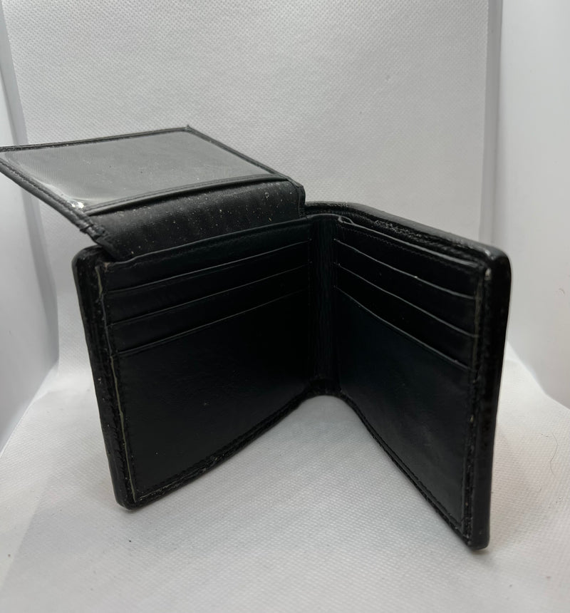 Double J Men's Floral Hand Tooled, Black Dyed Background Bifold Wallet