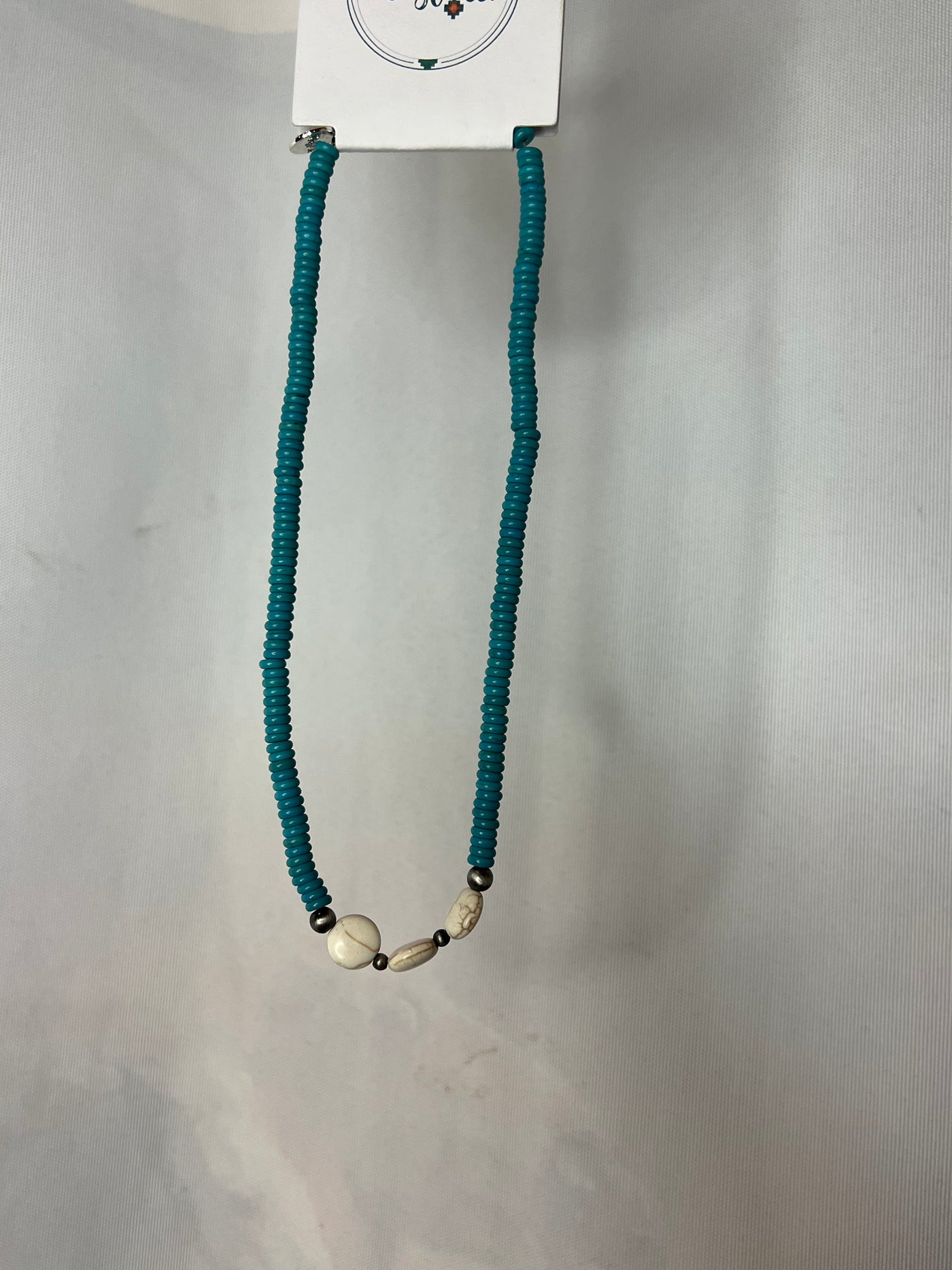 West & Co. Turquoise Beads with Cream Stone Choker