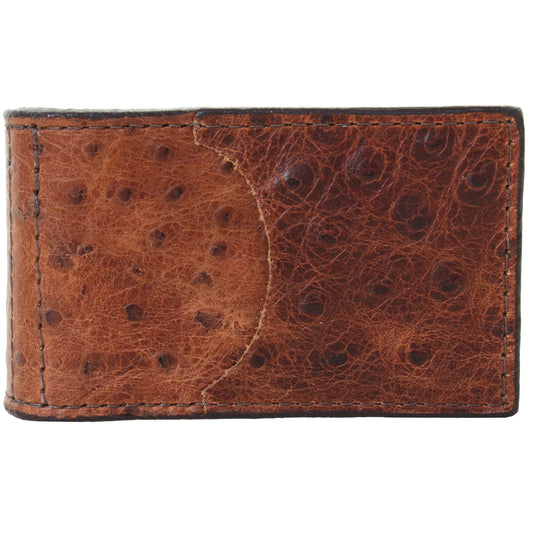 Double J Saddlery Cognac Ostrich Print Pocket Money Clip MC110