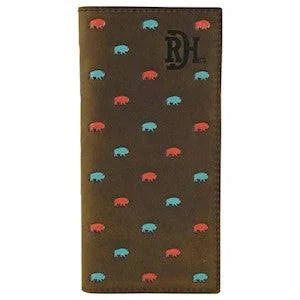 Red Dirt Hat Co. Rodeo Wallet Turquoise and Coral Bison